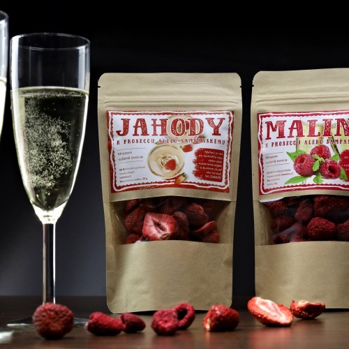 Mrazom sušené jahody a maliny do šumivého vína 20g + 20g